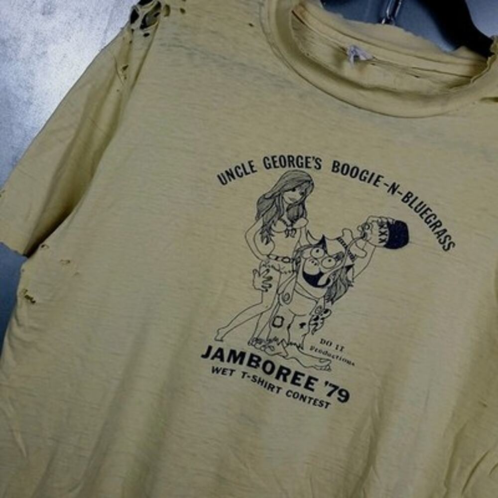 Uncle Georges Boogie N Bluegrass Vintage 70s Thrashed Wet T-shirt Contest Large